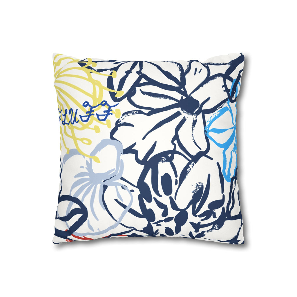 Floral Watercolor Faux Suede Pillowcase