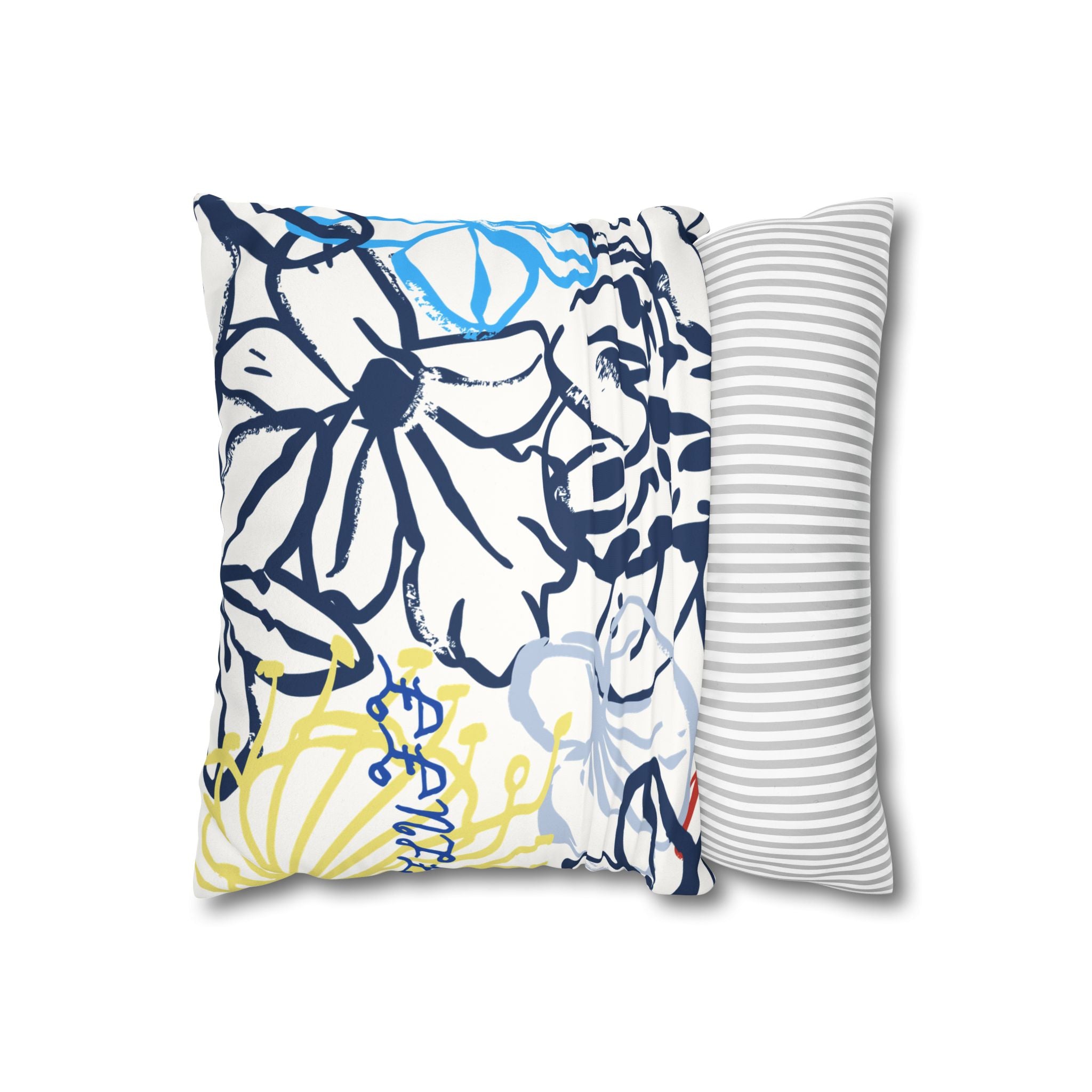 Floral Watercolor Faux Suede Pillowcase