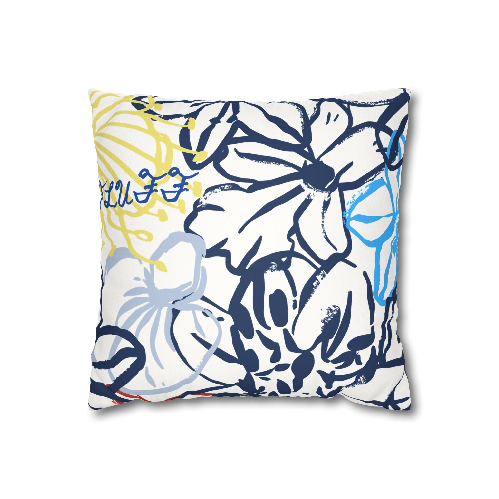 Floral Watercolor Faux Suede Pillowcase