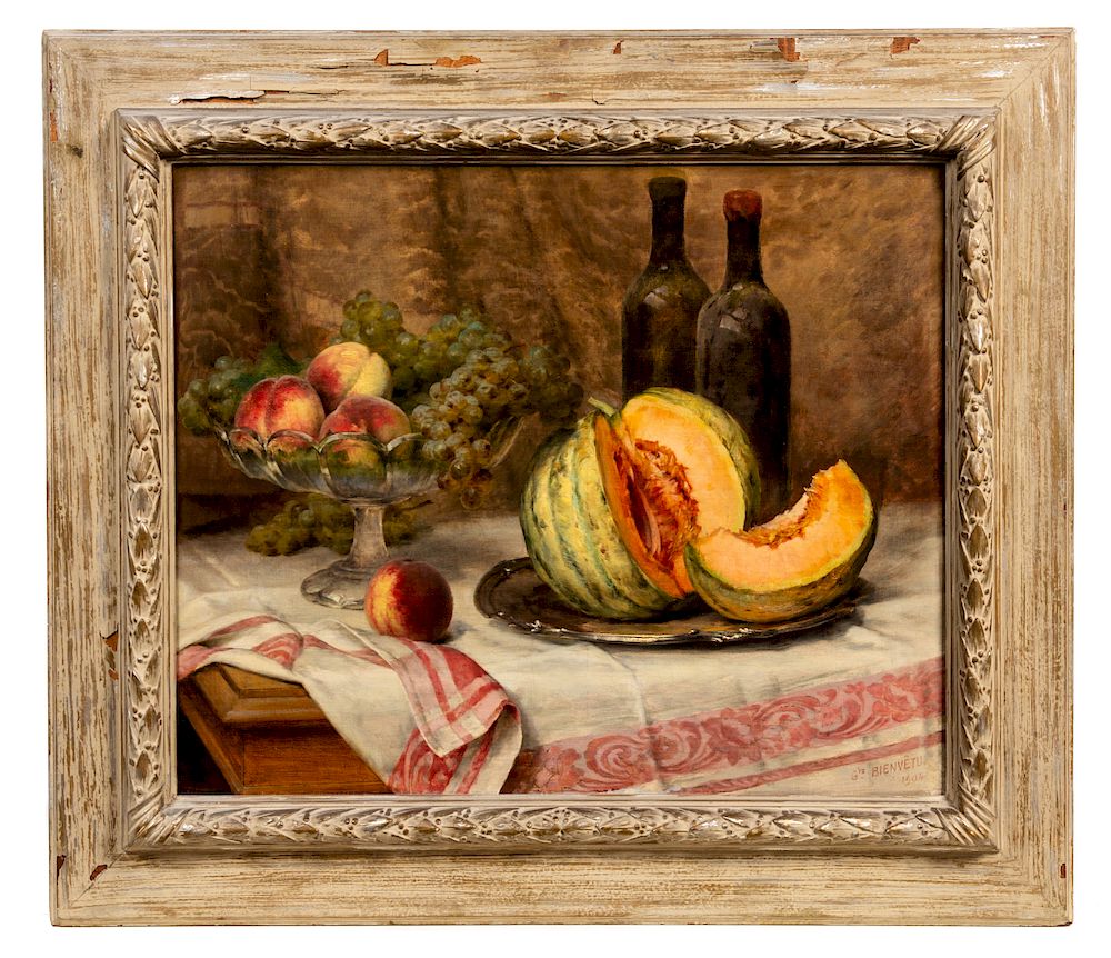 Gustave Bienvetu "Still Life with Melon"