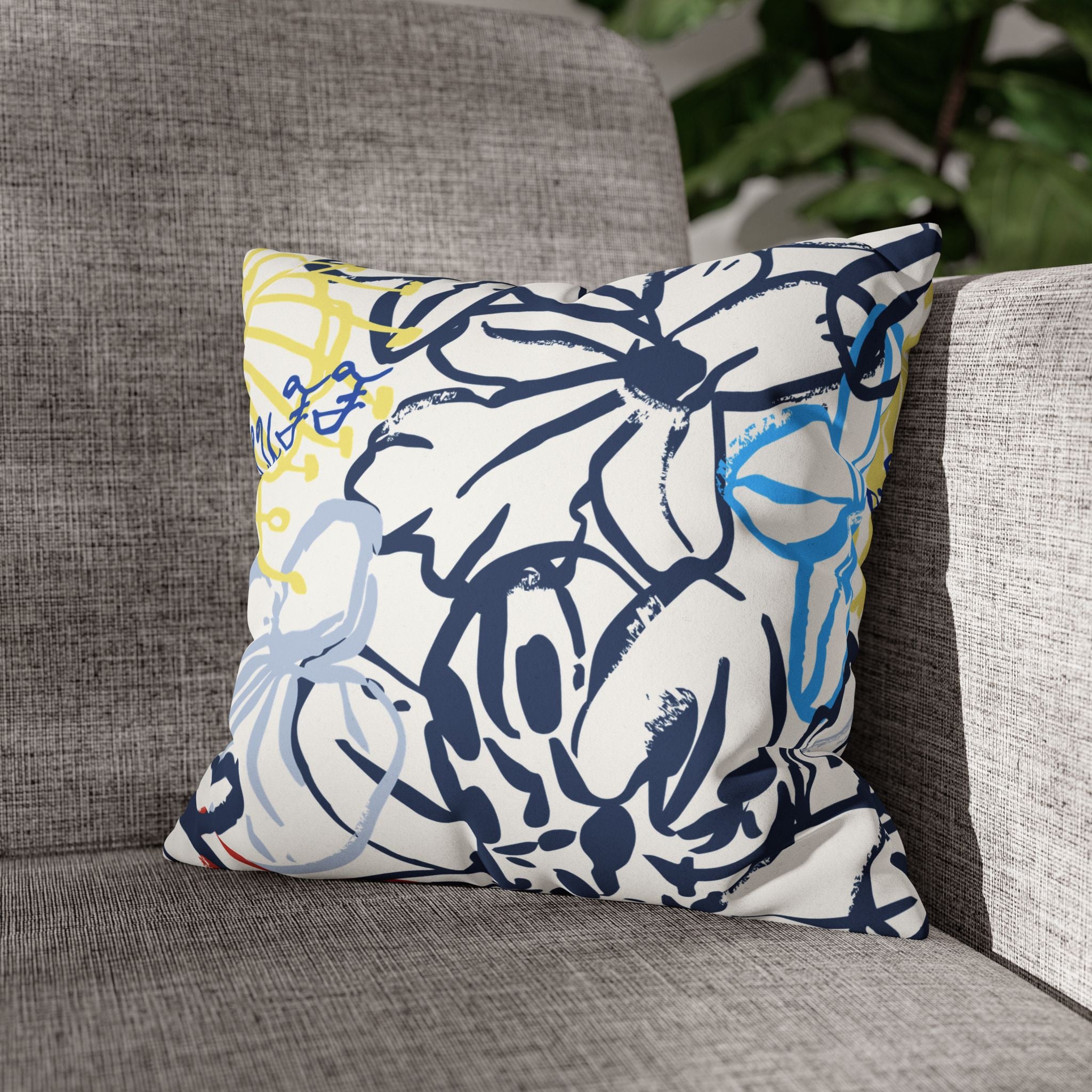 Floral Watercolor Faux Suede Pillowcase