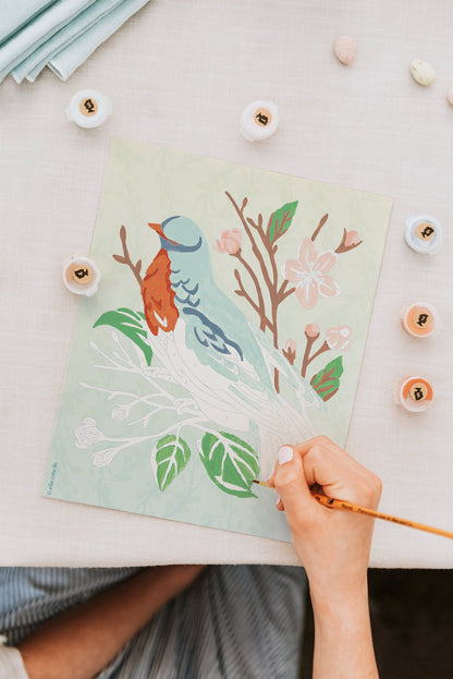 Bird on a Cherry Blossom Branch | 8x10 paint-by-number kit