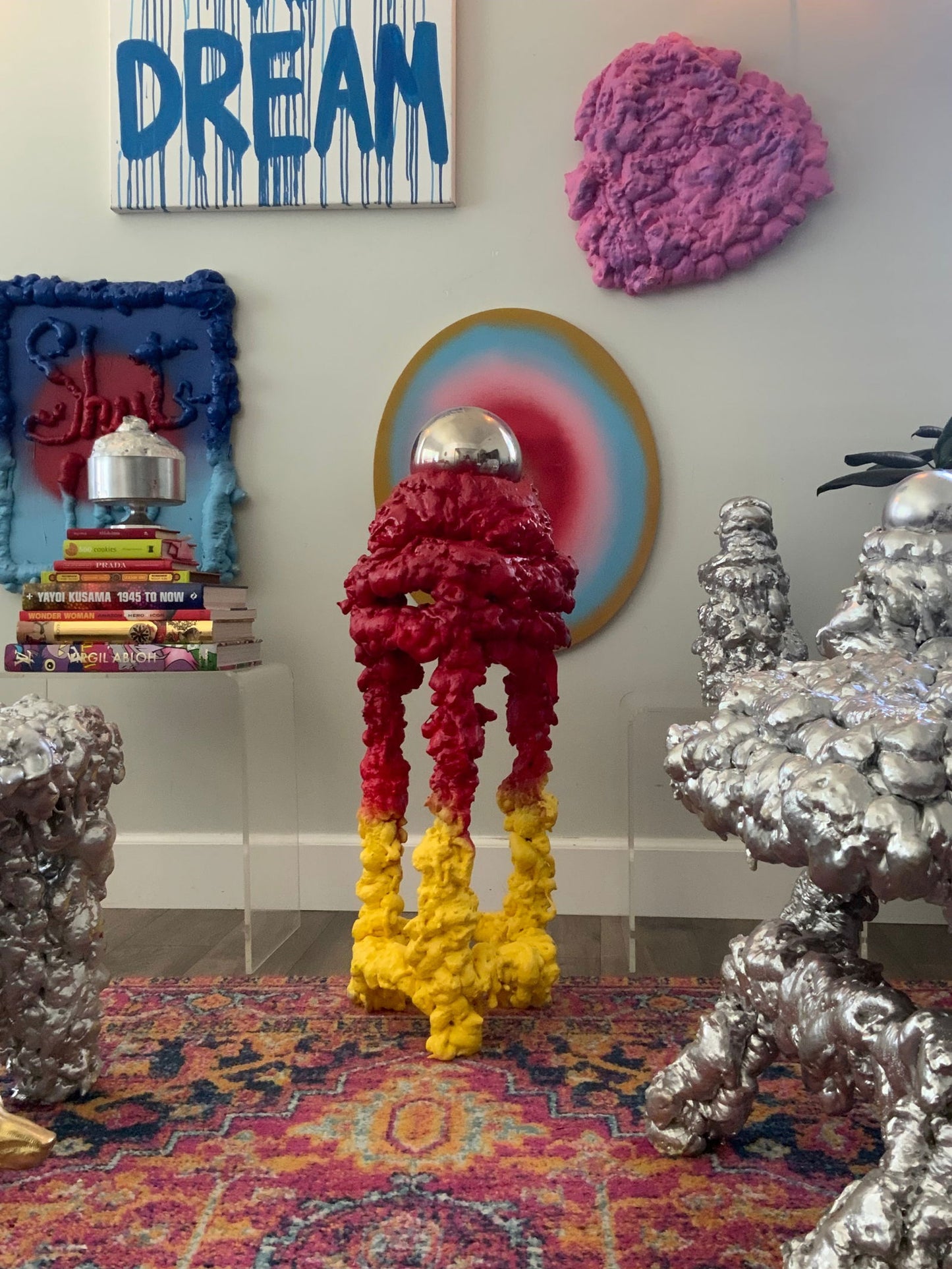 Fire Puff Gazing Ball Sculpture - Fluff - 