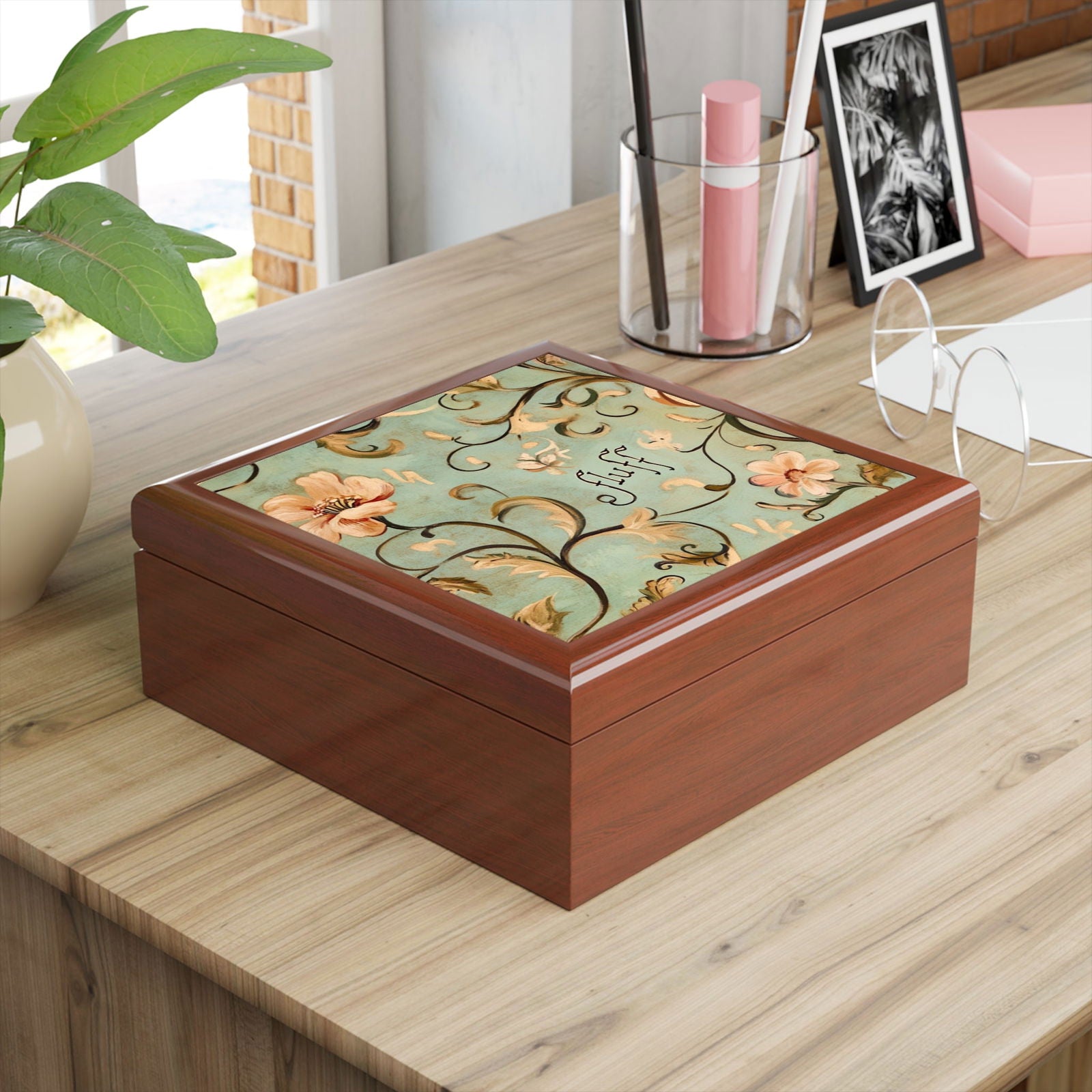 Floral Painted Jewelry Box - Fluff - 