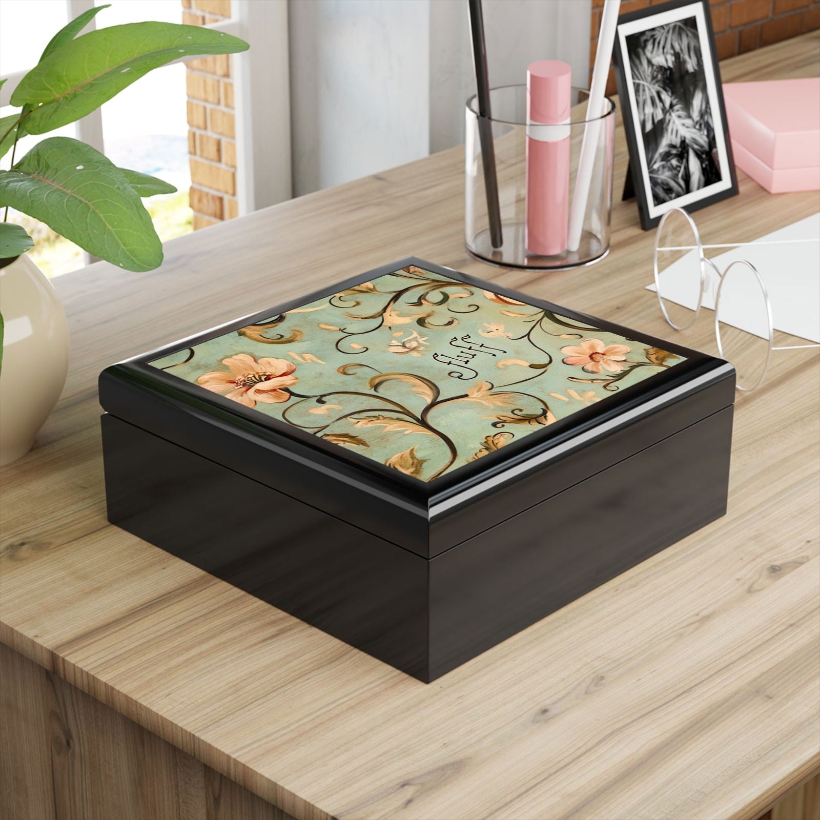 Floral Painted Jewelry Box - Fluff - 