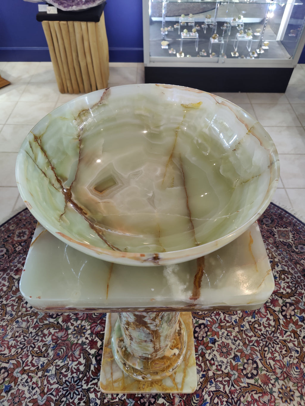 Green Onyx Decorative Bowl 14"