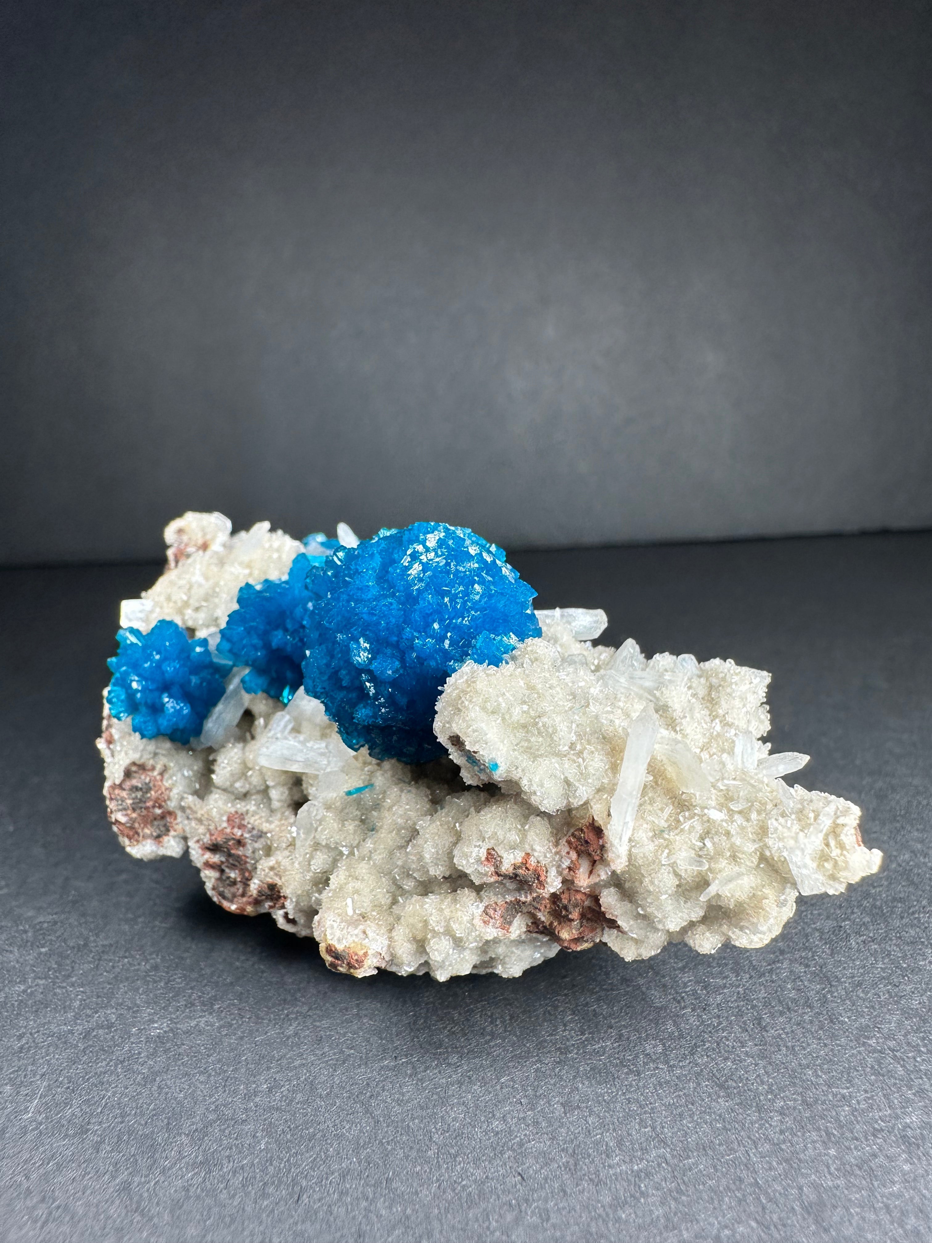 Cavansite with Stilbite on Matrix from Pune, Maharashtra, India