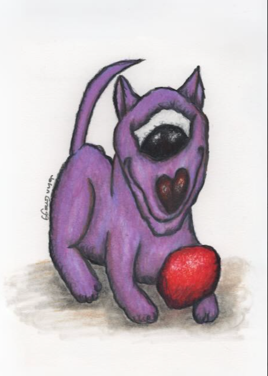 Lavender Cydog with Red Ball by John Gregg.