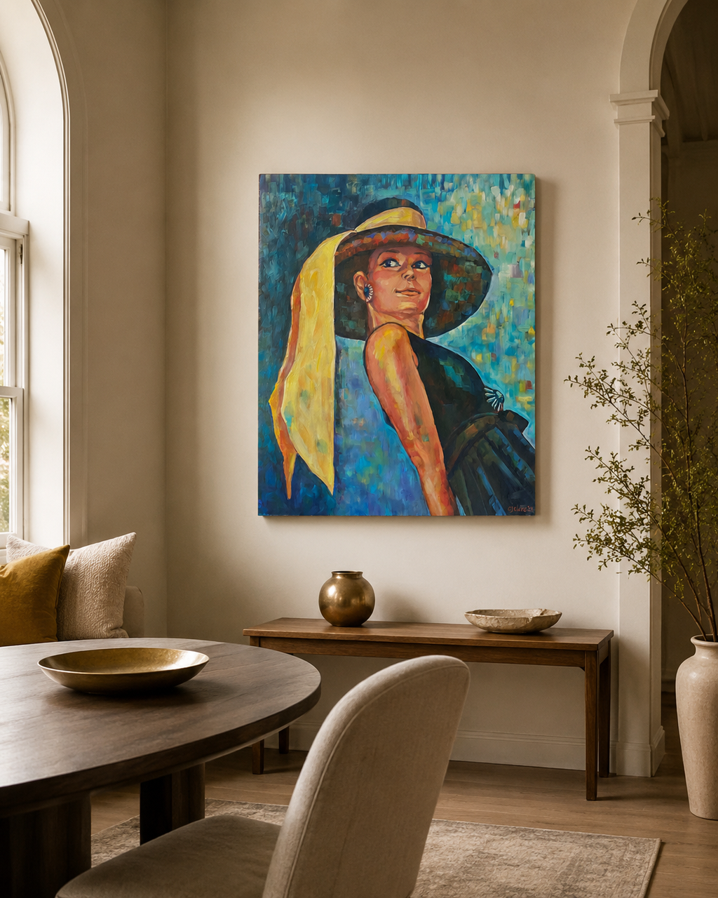 Audrey in Yellow Hat by Tina Clare