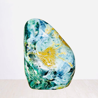 XL Polished Ocean Jasper Freeform – Cascading Green & Golden Veins (62.2 lbs / 28.2 KG) – Natural Stone for Home Decor & Spiritual Balance